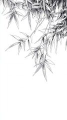 Naklejka premium Elegant bamboo leaves sketch illustration against white background artistic botanical drawing nature inspired design