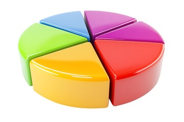Obraz premium Colorful pie chart with six slices isolated on trasparent background