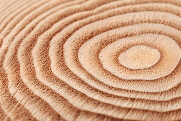 Naklejka premium Wood Grain Texture: A detailed view of a cross-section of a tree trunk reveals the intricate wood grain patterns, with focus on texture and natural growth rings