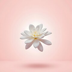 Naklejka premium Delicate Dance: White Petals in Pastel Pink Dreamscape