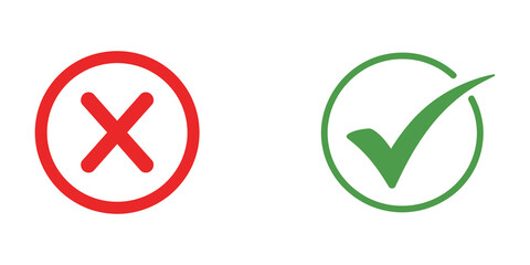 Check Mark and Cross Icon Set - Approval and Rejection Symbols