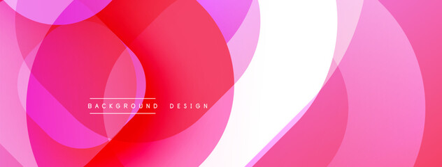 Abstract pink background. Overlapping circles create dynamic visual effect. Modern design elements present smooth gradients.