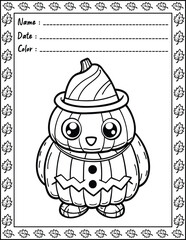 Cozy Halloween Christmas Coloring Pages For Kid and adult.  
High resolution (300 DPI), 
Ready to print on standard 8.5x11 inch paper With No Bleed, 
Black and White. 
Vector illustration AI, EPS, PNG