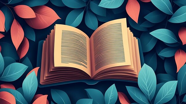 Open book, autumn leaves, reading, nature