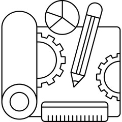 Website Construction and Design Planning � Vector Line Illustration