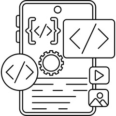 Mobile Coding Interface for App Development � Line Style Vector