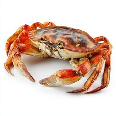 Fresh Dungeness Crab Seafood Detailed Close up of a Delicious Red Crab Isolated on White Background