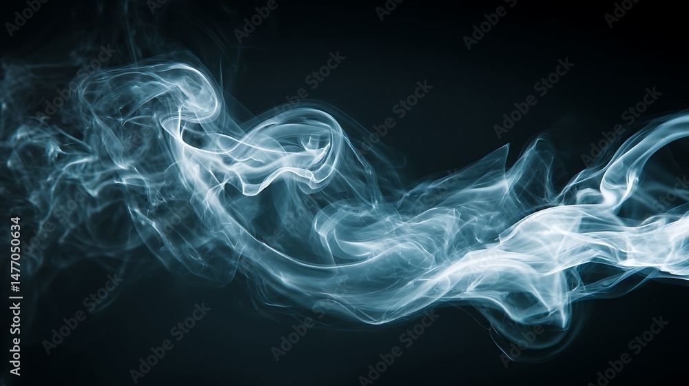 Fototapete enigmatic smoke elegance, captivating composition of abstract black background with wisps of texture