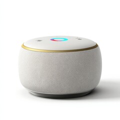 Smart Home Device Modern Speaker with Light Ring Stylish Fabric Covered Wireless Audio Technology