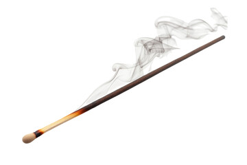 Burnt Match with Smoke - Simple Still Life . Transparent background PNG