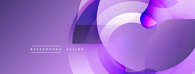 Abstract purple layers create dynamic flowing shapes. Gradient hues suggest depth, modern design elements present.
