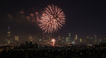 Spectacular fireworks display illuminates the New York City skyline
