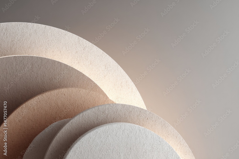 Poster minimalistic abstract composition showcasing harmonious rhythm of geometric forms in neutral tones