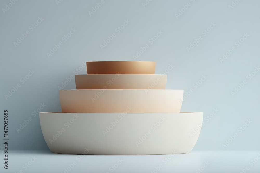 Poster minimalistic abstract composition showcasing harmonious rhythm of geometric forms in neutral tones