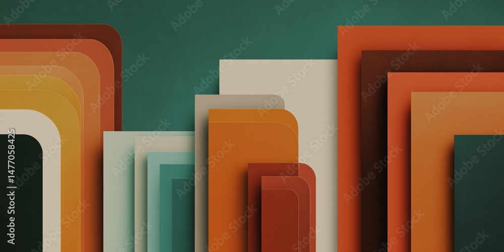 Poster abstract geometric composition with overlapping colorful rectangles