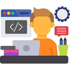 Freelance Web Developer at Work � Laptop Desk Scene