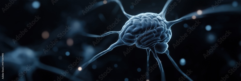 Poster futuristic neural network visualization with synaptic connections