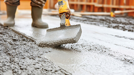 Concrete Smoothing at Construction Site