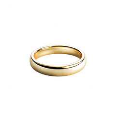 Elegant gold wedding band with a smooth finish, isolated on a white background. Perfect for representing love, commitment, and engagement.