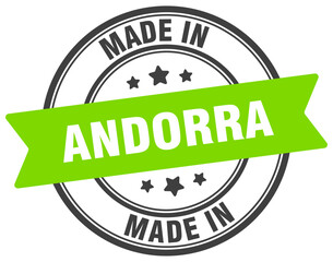 Made in Andorra round sign. Made in Andorra stamp.