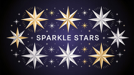 Sparkle star icons shining effect vector