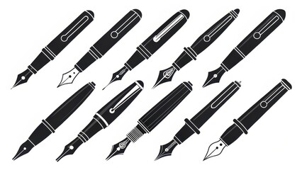 Elegant Silhouettes of Fountain Pens for Creative Design Projects