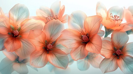 Fototapeta premium Orange-White Gradient Flowers with Dark Stamens - Spring-Themed Dreamy Background for Wallpaper
