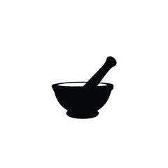 Mortar and pestle silhouette on white background