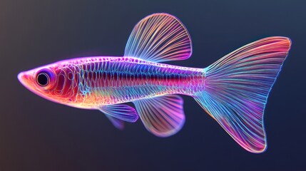 Fototapeta premium Vibrant, colorful fish, intricate skeletal structure