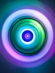 Abstract Swirling Neon Circles Vibrant Psychedelic Art