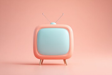 retro television stands alone against soft pastel background