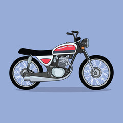Obraz premium Flat Vector Illustration of Classic Red Vintage Motorcycle