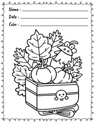 Cozy Autumn Coloring Pages For Kid and adult.  
High resolution (300 DPI), 
Ready to print on standard 8.5x11 inch paper With No Bleed, 
Black and White. 
Vector illustration AI, EPS, PNG, JPEG.