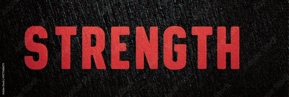 Poster Bold Typography Features the Word Strength With a Muscular Texture Overlay, Emphasizing Power and Determination in a Gritty Setting