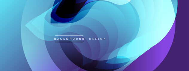 Abstract fluid shapes, blue purple hues. Modern design elements create dynamic visual effect. Background suggests movement, depth.