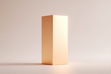 single minimalist golden podium stands alone against white background with ample copy space for text