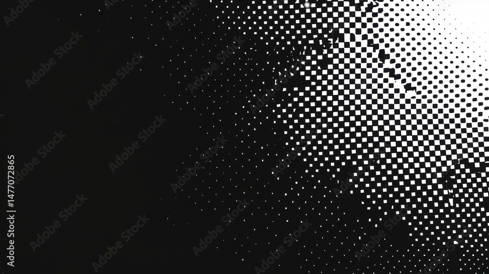 Poster Abstract black and white halftone pattern with gradient effect.