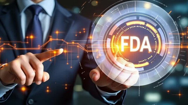 FDA Approved Concept ,Businessman Engaging with Digital Interface for FDA Compliance in Healthcare Technology
