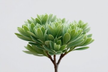 Fototapeta premium single vibrant shrub isolated against pure white background highlighting its intricate details with ample copy space