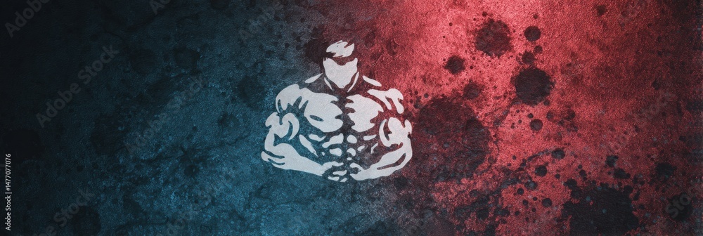Poster fitness gym logo displayed over an abstract muscle texture with dynamic colors that enhance the conc