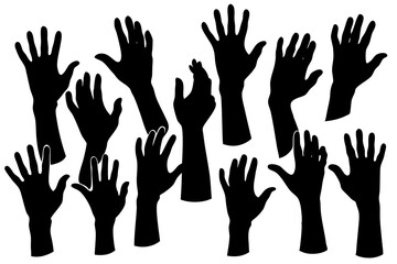 hands vector silhouettes, hands set silhouette template