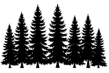 Obraz premium pine tree set silhouette, christmas tree set 