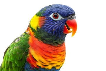 Stunning Rainbow Parrot Portrait . Transparent background PNG