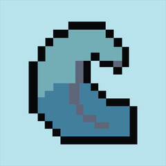 Retro 8-bit wave icon on soft sky blue pixel background