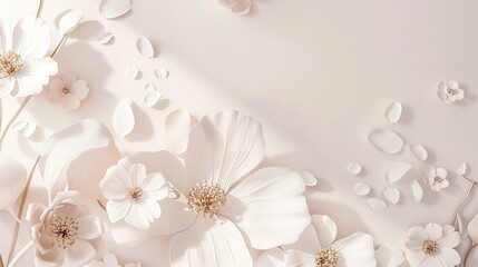 Minimalist Luxury 3D Flower Background with White