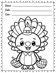 Thanksgiving Coloring Pages For Kid and adult.  
High resolution (300 DPI), 
Ready to print on standard 8.5x11 inch paper With No Bleed, 
Black and White. 
Vector illustration AI, EPS, PNG, JPEG.