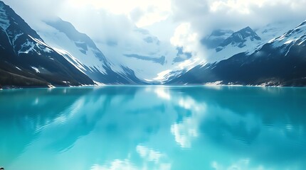 Naklejka premium Turquoise Lake Surrounded by Snow-Capped Mountains kumrat valley