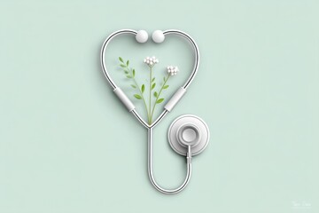 A clean line art illustration of a stethoscope forming the shape of a heart