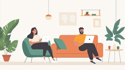 Remote Work Couple: Cozy Home Office Productivity