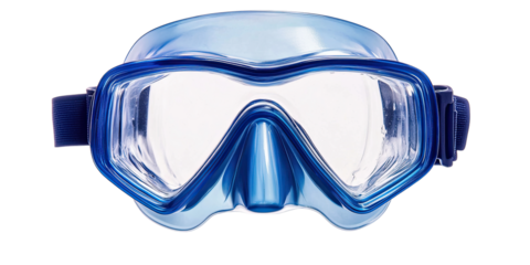 High-quality diving and snorkeling mask with transparent design isolated on white transparent background